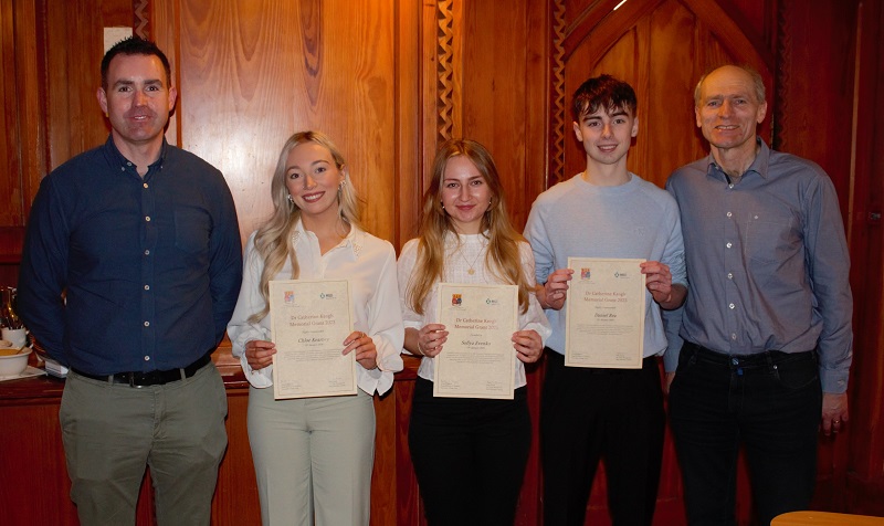 Photo (L-R): David Keogh, MSD, Chloe Kearney (highly commended), Sofiya Evenko (award winner), Daniel Rea (highly commended), Tom O'Ceallaigh, MSD