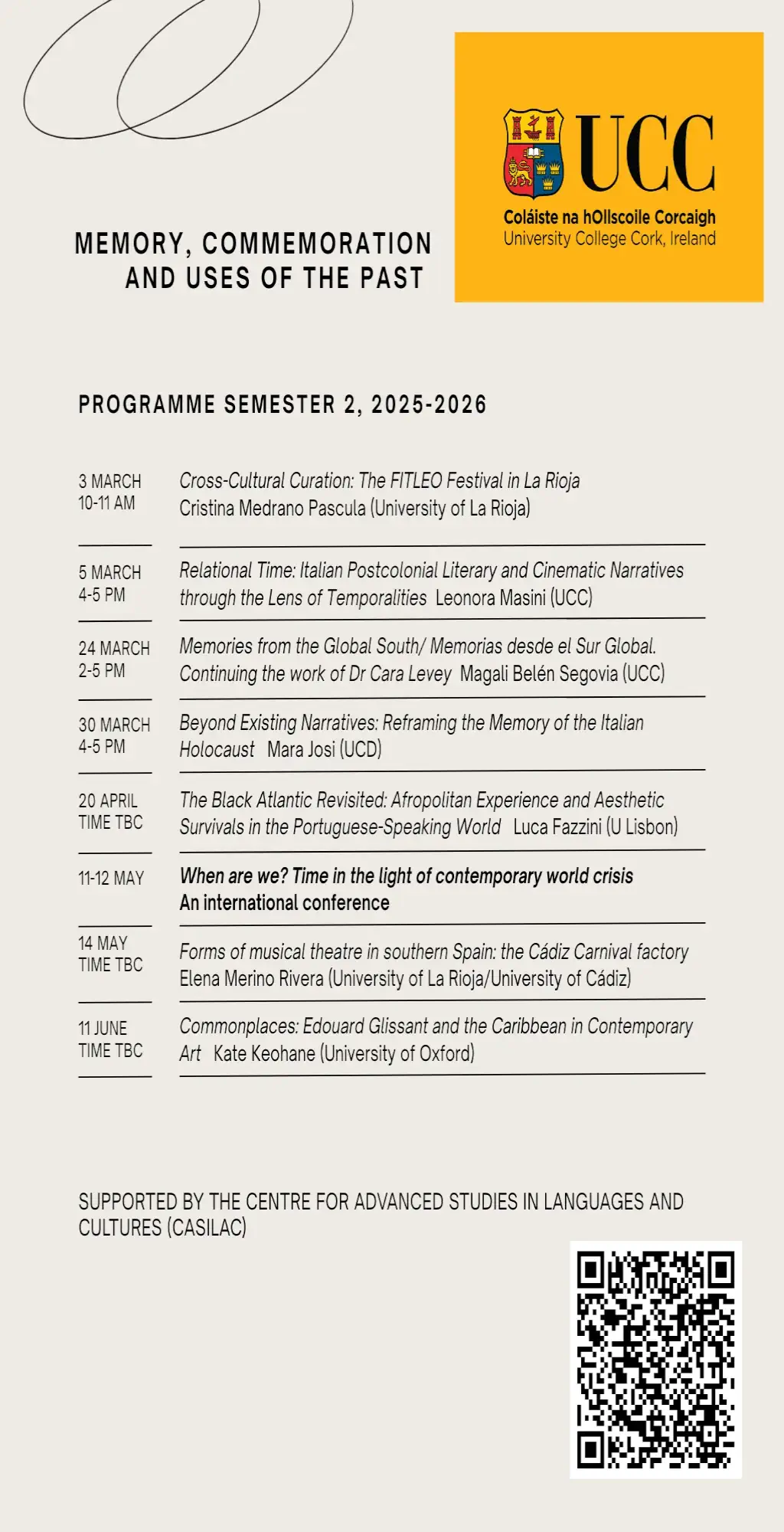 Programme of talks and events 