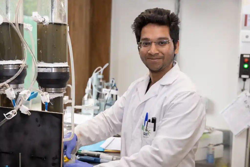 One of our researchers in a lab setting