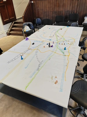Clones workshop showing a map of Clones Clones workshop showing a map of Clones