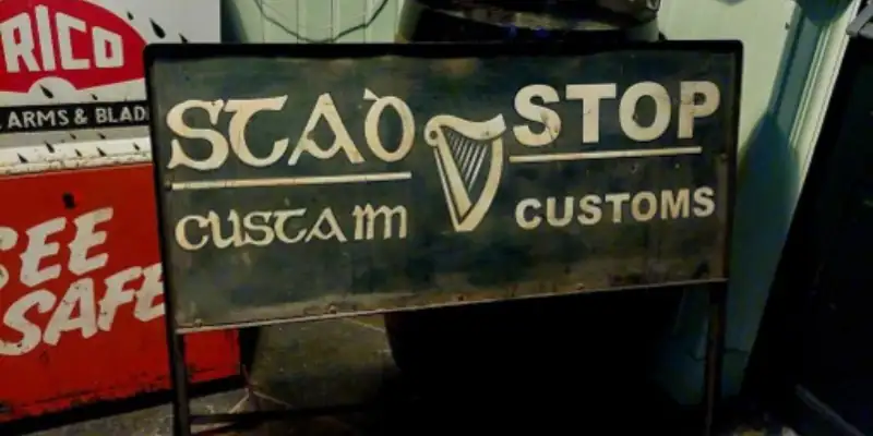An old customs signpost once used along the border between the Republic of Ireland and Northern Ireland.