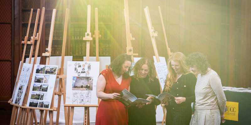 Dr Claire Scannell, Principal Meteorological Officer at Met Éireann: Dr Catriona Duffy, Climate Services Division, Met Éireann; Dr Rosa Rogers, Research Fellow and author of Chasing the Curlew’s Call; and Rosa Kelly, Visual Artist. Image: Clare Keogh.