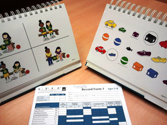 The Clinical Evaluation of Language Fundamentals - Fourth Edition (CELF-4) tests children’s language ability.  This image contains two booklets and record forms - Example A