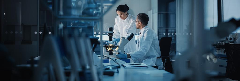 Two researchers working in a lab