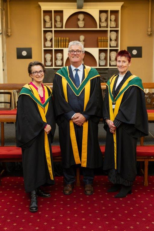 Maria is pictured with Prof. John O'Halloran, President of UCC and Prof. Caitriona O'Driscoll, Chair of Pharmaceutics at UCC.