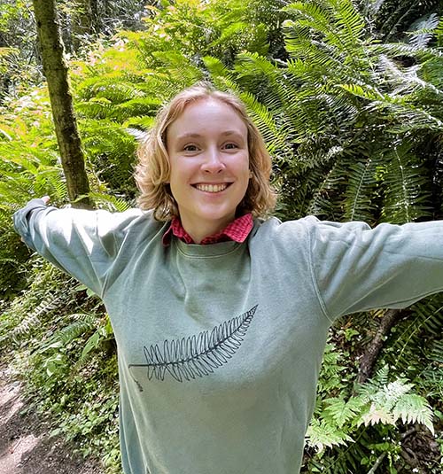 Dr. Aidan Sweeney with ferns in WA, USA