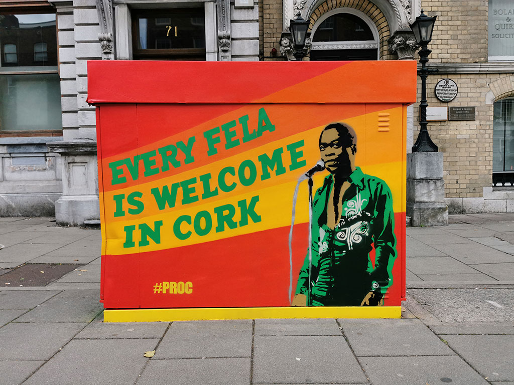 Paint on South Mall traffic box, Cork.