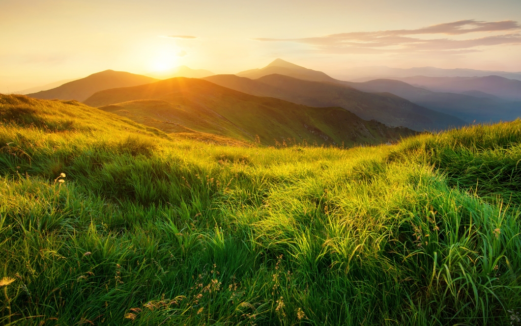 Mountains during sunset