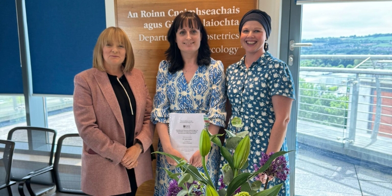 Dr Laura Linehan with her supervisors, Professor Keelin O'Donoghue and Marita Hennessy, following her viva