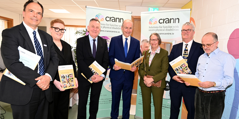 Photo: An Taoiseach Micheál Martin with from left, Dr. Andy Phillips, REO HSE Southwest; Dr. Alice Moore, Crann Research & Impact Lead; Padraig Mallon, Chief Executive, Crann Centre and; Kate Jarvey, Founder and Board Chair, Crann Centre; Professor John O'Halloran, President UCC and Ronan Palmer, Chair of Crann Centre Research Advisory Group and family client of Crann. Image credit: Eddie O'Hare