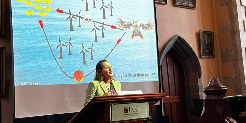 Photo: UCC’s 2023 Three Minute Thesis winner, Astrid Dedieu, School of Biological, Earth and Environmental Sciences.