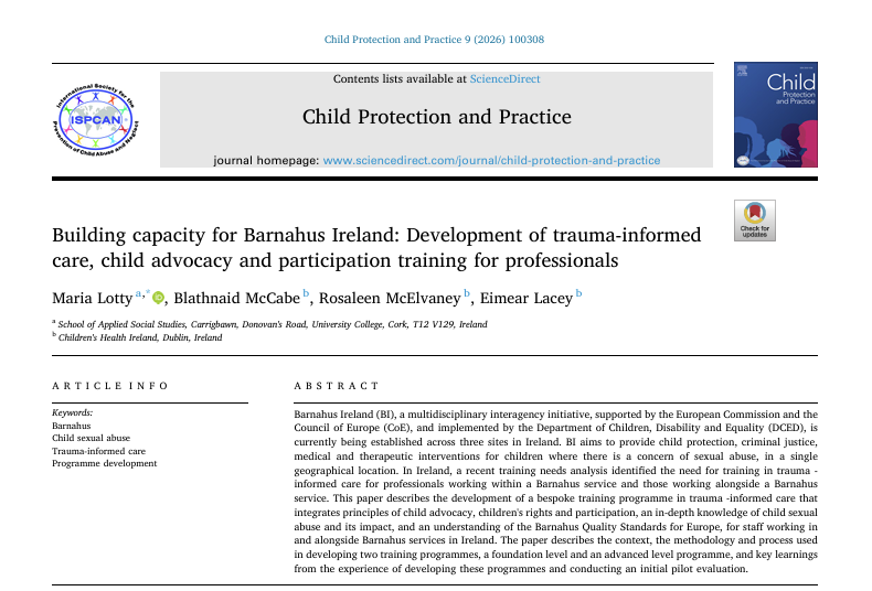 New article on Building capacity for Barnahus Ireland