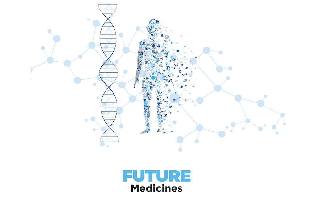 Illustration of helix and internal body systems to represent UCC futures Medicines