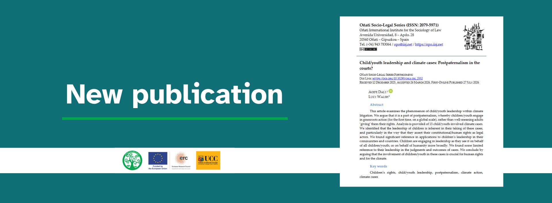 New Publication: Child/Youth Leadership and Climate Cases &mdash; Postpaternalism in the Courts?