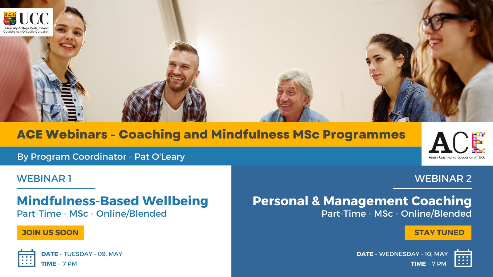 ACE Webinars for the MSc in Mindfulness Based Wellbeing and MSc in Personal and Management Coaching