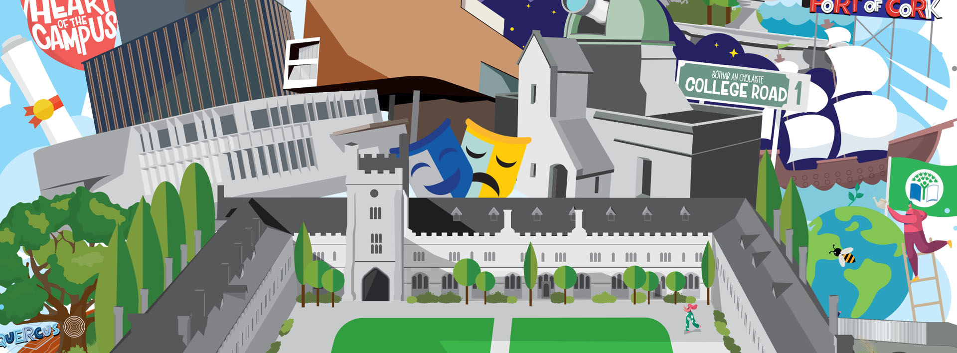 cartoon image of UCC campus