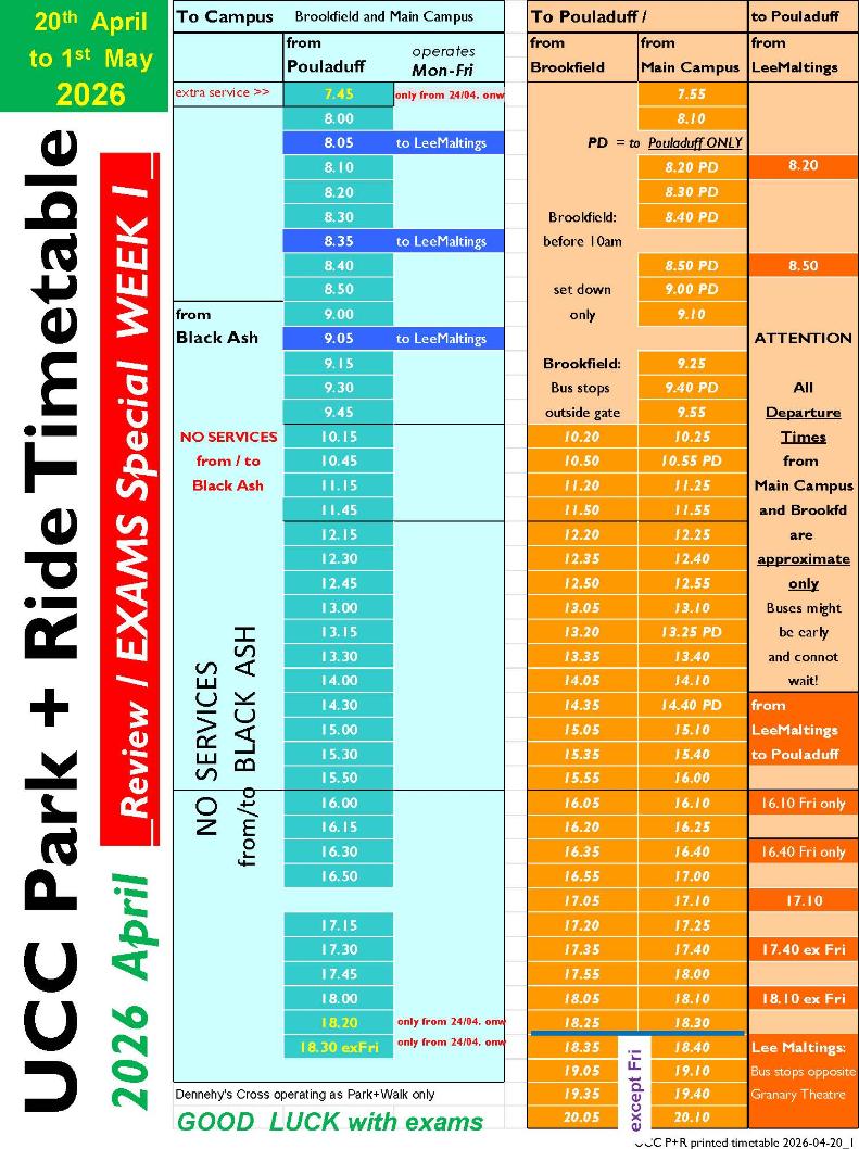 Exams 2026 Week 1 from 20th April - 1st May 2026
