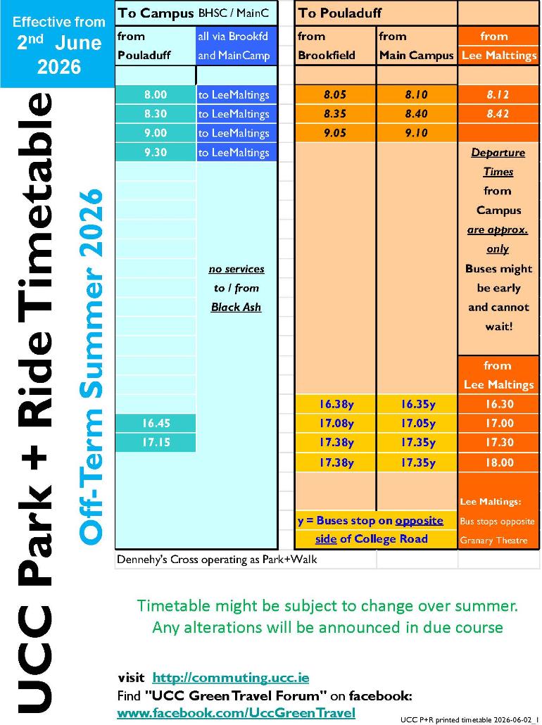 Off-Term Timetable from 02.06.2026
