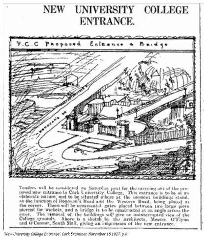Western Road proposed new entrance, sketch, 1927