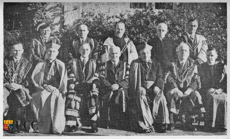 Photograph of the installation of the new president, Henry St J. Atkins, University College Cork, 1955