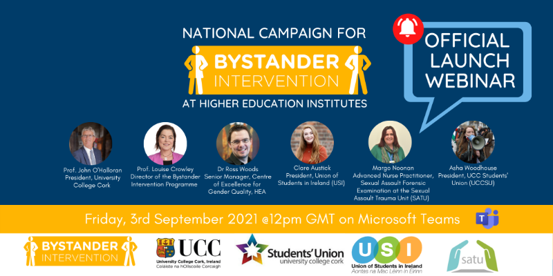 National Campaign for Bystander Intervention training initiatives for staff and students across Irish Higher Education Institutions - Official Launch Webinar