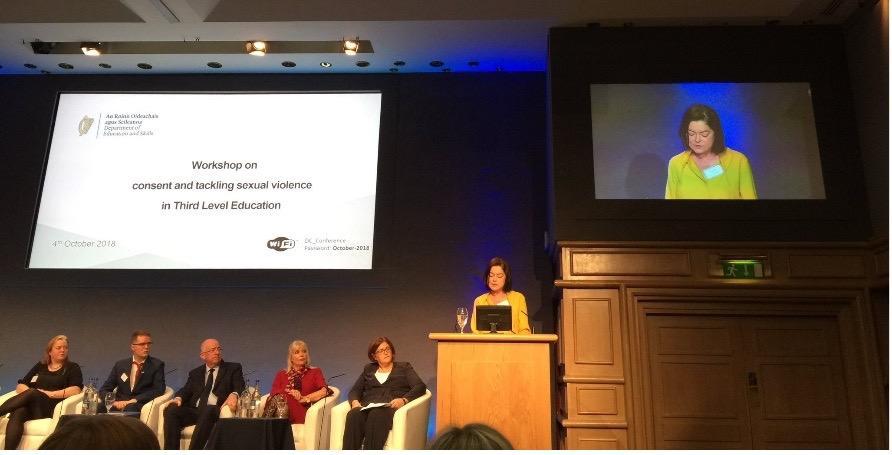 Professor Louise Crowley giving workshop in Dublin castle in October 2018 on consent and tackling sexual violence in Third Level Education