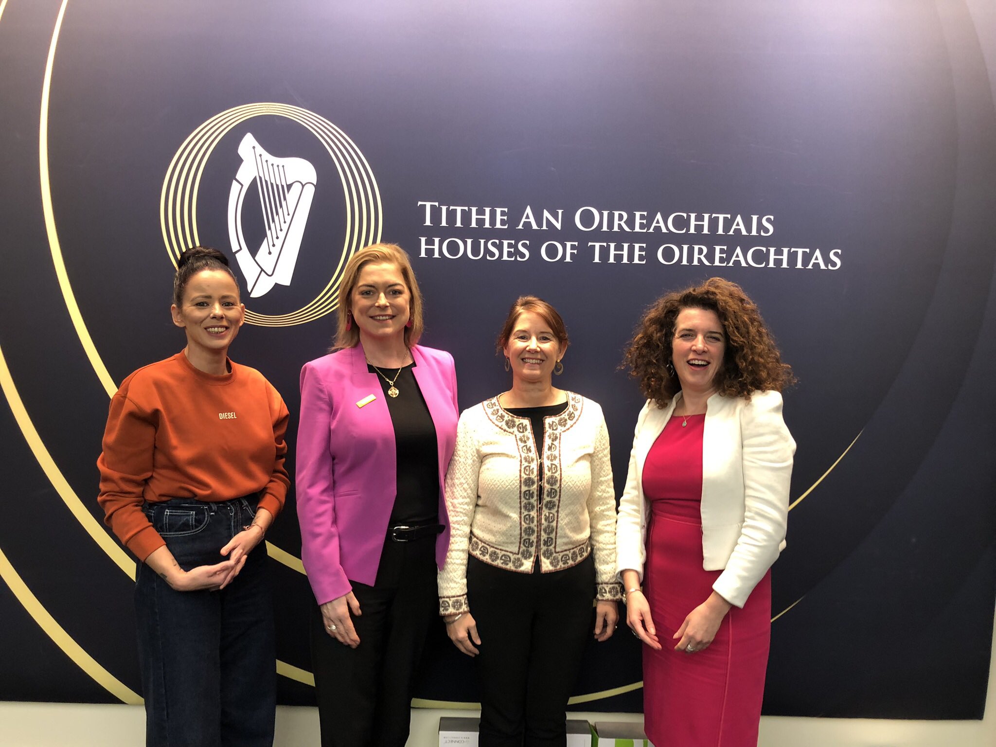 Professor Louise Crowley, Director of the UCC Bystander Intervention Programme, and Céline Griffin, Manager of the same programme, pictured at the Oireachtas with Senator Eileen Dolan and Senator Aisling Dolan
