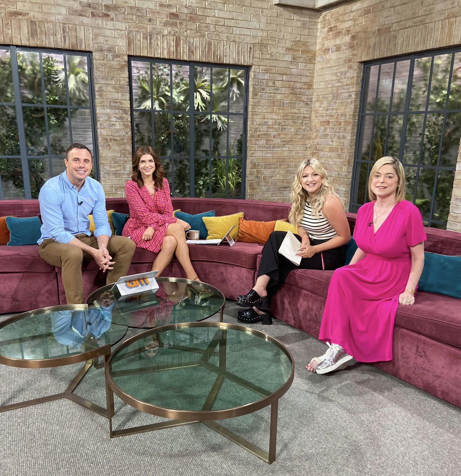 Photo of UCC Bystander Intervention programme director Professor Louise Crowley and journalist Aoife Grace Moore with Ireland AM presenters Muireann O’Connell and Tommy Bowe on Ireland AM