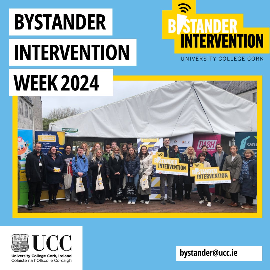 UCC staff and students at the Bystander Intervention Week stands on UCC campus