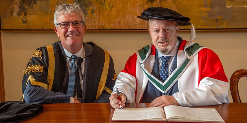 L-R: President of UCC, Professor John O'Halloran and Professor Brendan O'Leary