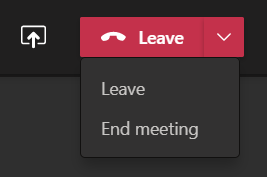 Teams end meeting button