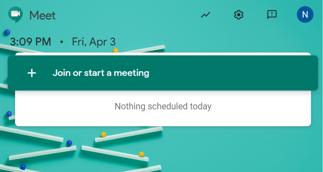 screen shot of the google meet landing page