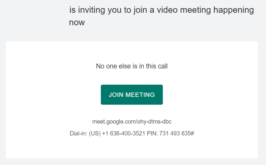 screen shot of how to join a google meeting