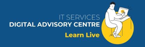 Graphic with text Digital Advisory Centre Learn Live