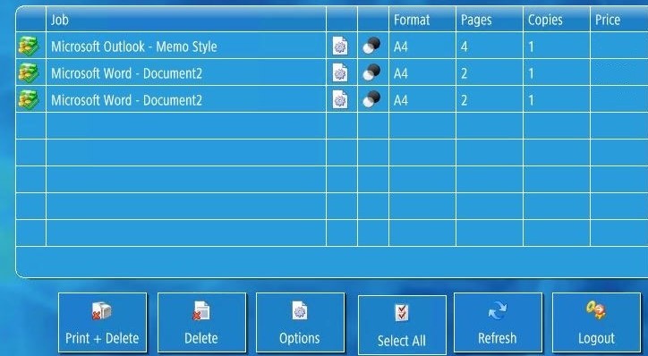 Image of the display shown on managed printers