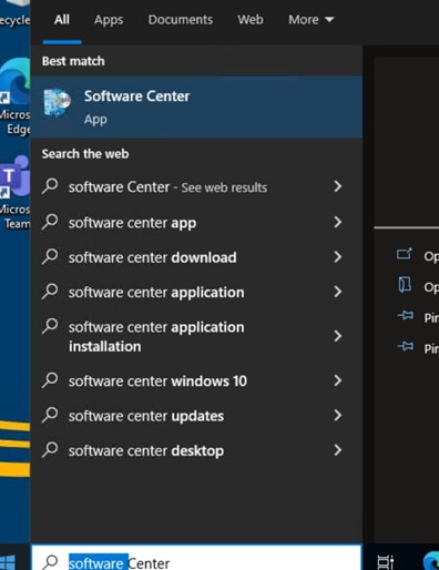 search software centre screenshot