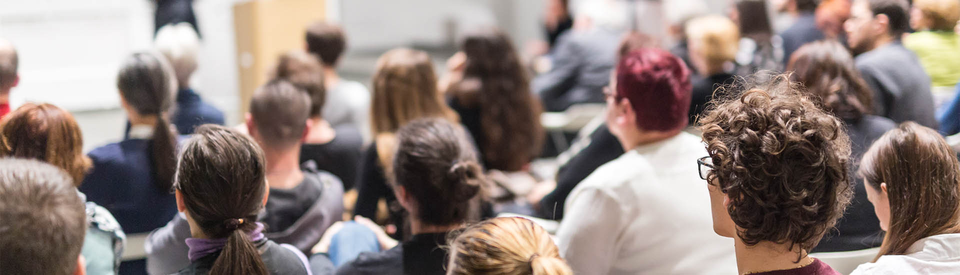 Students in a lecture theatre.