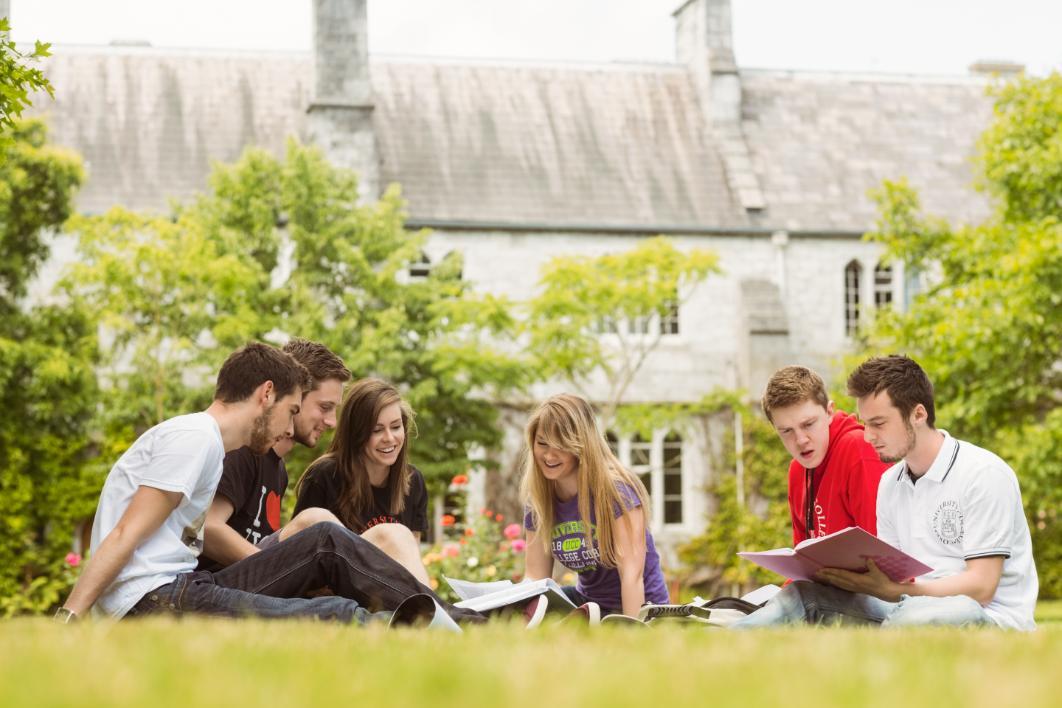 UCC students studying in President's Garden