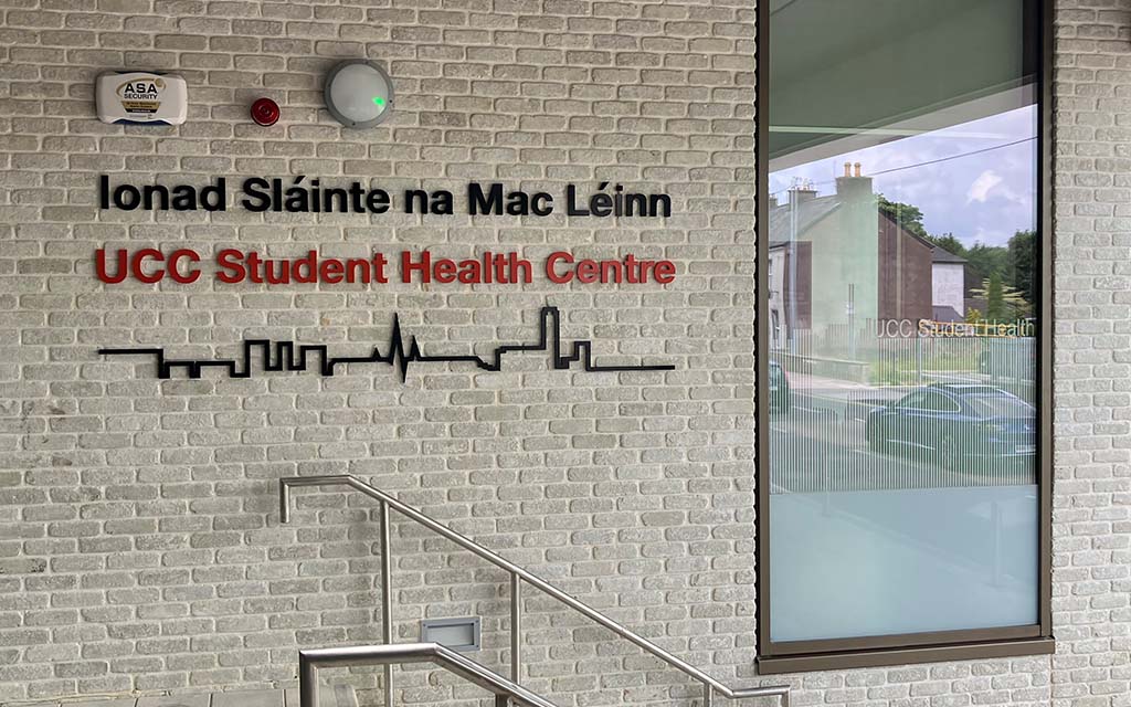 student health centre wall sign