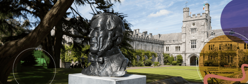 Statue of George Boole with UCC Quad in background Statue of George Boole with UCC Quad in background