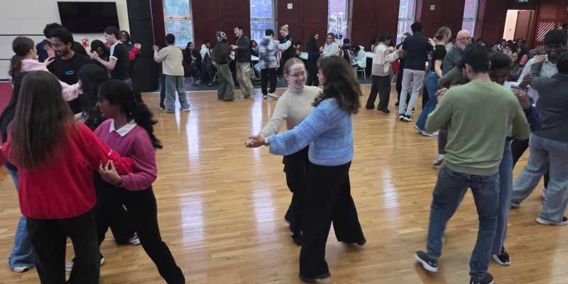 Students ceili dancing