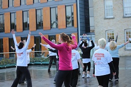 The lunchtime exercise workouts in Brookfield is in support of the Operation Transformation events held on campus throughout February. 